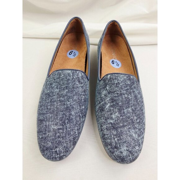 Vionic Size 6.5 Womens Willa ii Blue Slip On Flat Embroidered Logo Loafers NEW - Picture 1 of 13